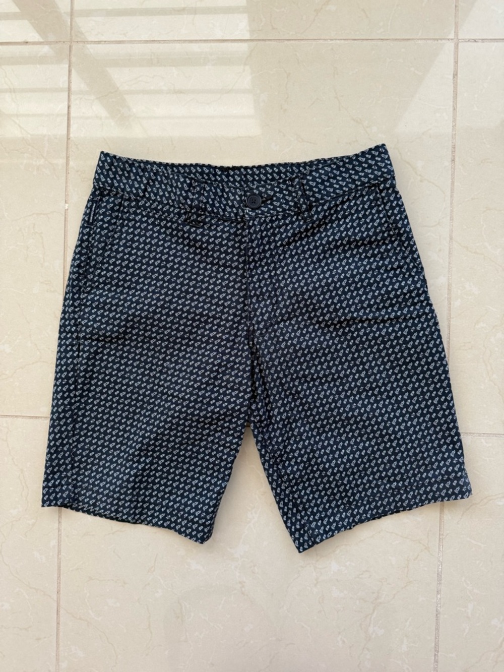 Armani Exchange Shorts Flat Front Chino 29 Blue AX Print